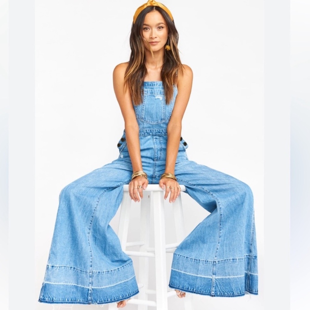 Show Me Your Mumu San Fran Carolina Blue Wide Leg Overalls SZ XS